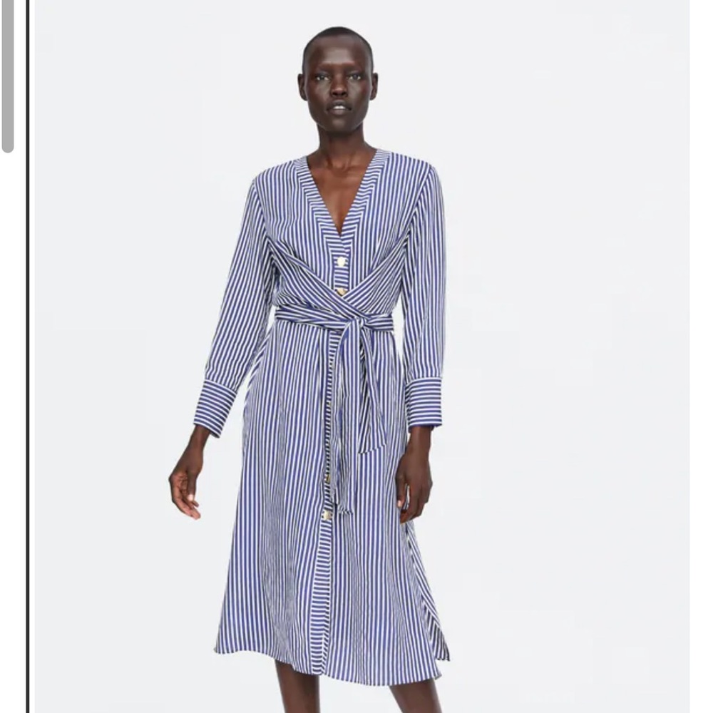 NWT Zara Striped Wrap Dress
